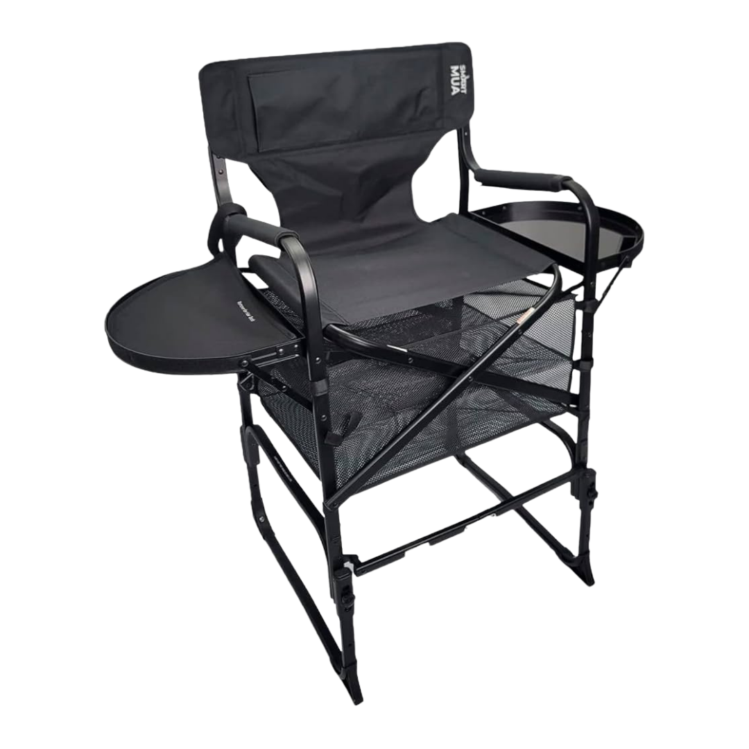 Silla P/ Maquillaje Ancha Aluminio Negra. - Beauty Style