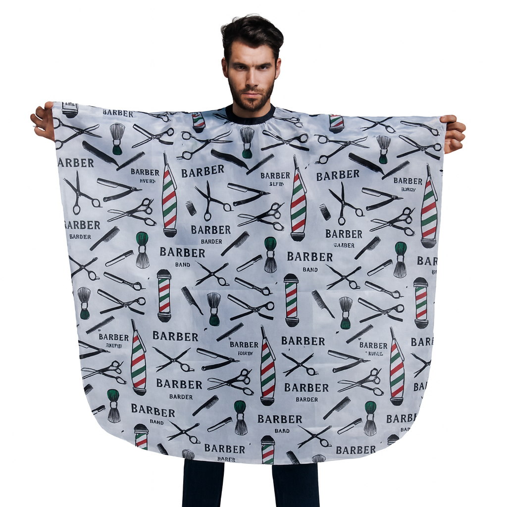 Capa De Barberia Estampada Blanca 140*160 Cm - Beauty Style