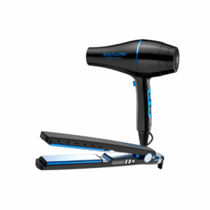 Pre Pack Black And Blue Plancha Ionica 1 1/4 Y Secadora Ionica Nano Titanium Babyliss - Babyliss PRO