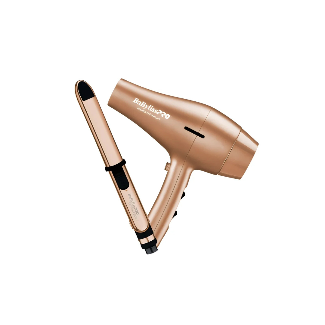 Pre Pack Rose Gold Optima 3000 Y Secadora Nano Titanium Babyliss - Babyliss PRO